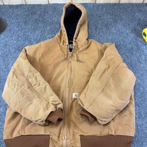 Carhart 125th Anniversary Quilted Flannel Lined Sandstone Duck Hooded Jacket 2XL